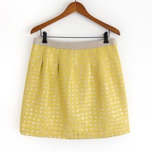 LOFT • Yellow Metallic Polka Dot Skirt